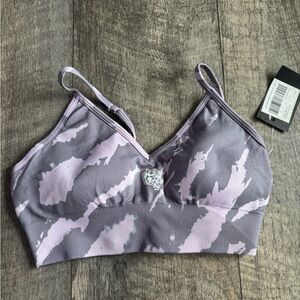 Darc Sport Purple and Gray Patterned Sports Bra